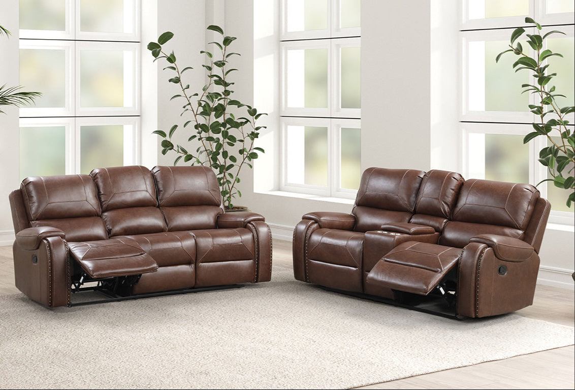 Tepic Brown Leatherette Sofa - Ornate Home