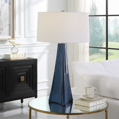 Teramo Blue Scalloped Ceramic Table Lamp - Ornate Home