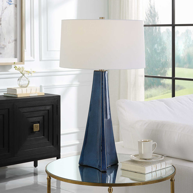 Teramo Blue Scalloped Ceramic Table Lamp - Ornate Home