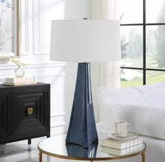 Teramo Blue Scalloped Ceramic Table Lamp - Ornate Home