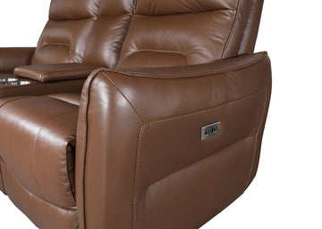 Terentius Caramel Brown Leather Match Reclining Living Room Set - Ornate Home