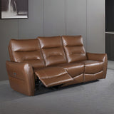 Terentius Caramel Brown Leather Match Reclining Living Room Set - Ornate Home