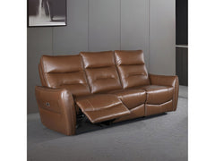 Terentius Caramel Brown Leather Match Reclining Sofa - Ornate Home