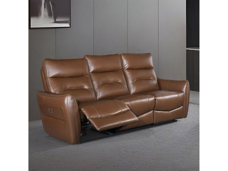 Terentius Caramel Brown Leather Match Reclining Sofa - Ornate Home