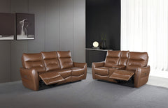 Terentius Caramel Brown Leather Match Reclining Sofa - Ornate Home