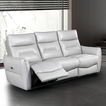 Terentius Taupe Leather Match Reclining Living Room Set - Ornate Home