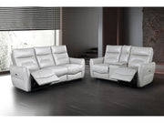 Terentius Taupe Leather Match Reclining Living Room Set - Ornate Home