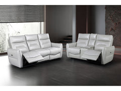 Terentius Taupe Leather Match Reclining Living Room Set - Ornate Home
