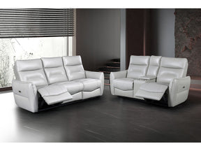 Terentius Taupe Leather Match Reclining Living Room Set - Ornate Home