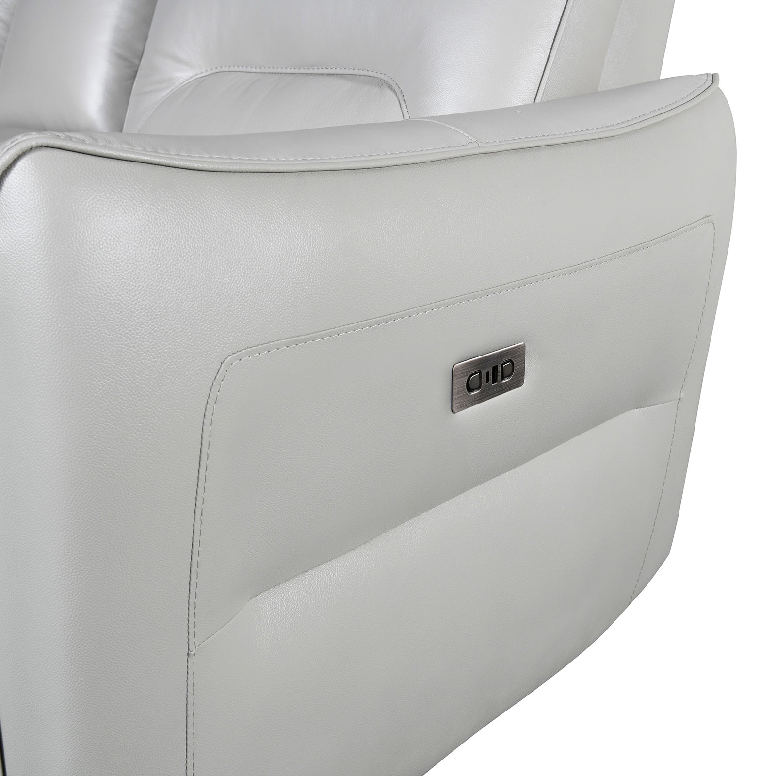 Terentius Taupe Leather Match Reclining Loveseat - Ornate Home