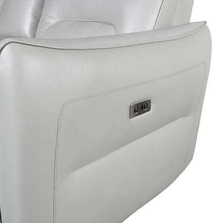 Terentius Taupe Leather Match Reclining Loveseat - Ornate Home