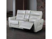 Terentius Taupe Leather Match Reclining Loveseat - Ornate Home