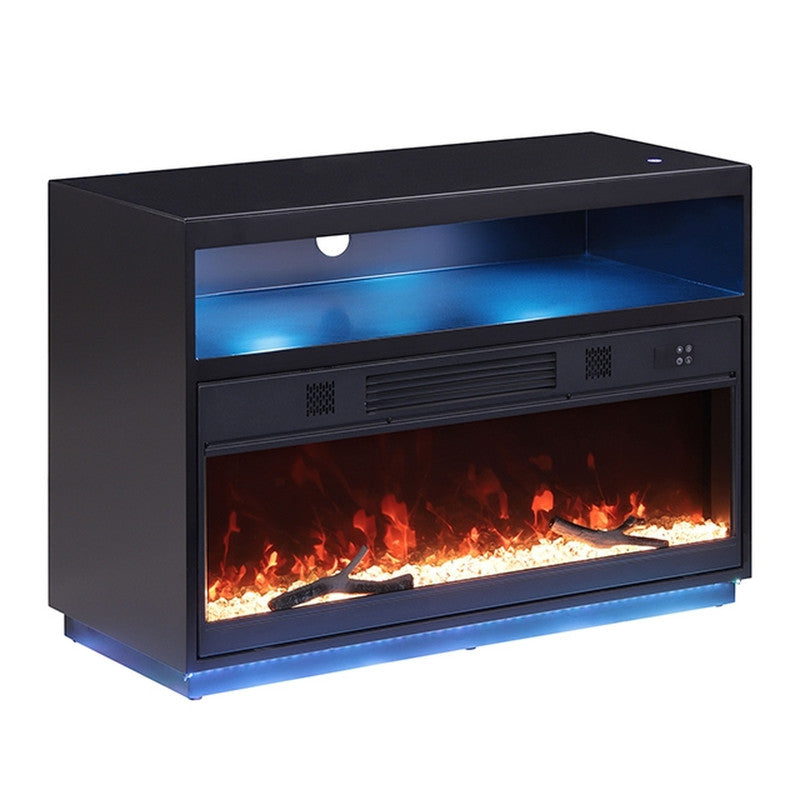 Terni Black TV Stand w/ Fireplace - Ornate Home
