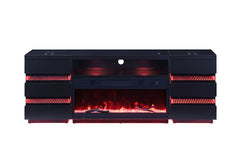 Terni Black TV Stand w/ Fireplace - Ornate Home