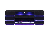 Terni Black TV Stand w/ Fireplace - Ornate Home