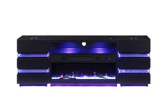 Terni Black TV Stand w/ Fireplace - Ornate Home