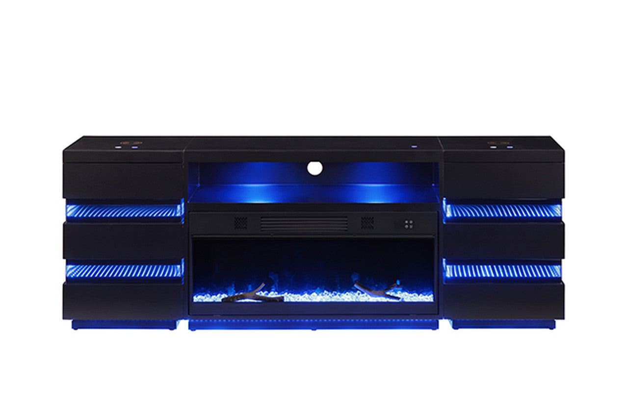 Terni Black TV Stand w/ Fireplace - Ornate Home