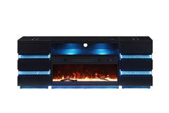 Terni Black TV Stand w/ Fireplace - Ornate Home