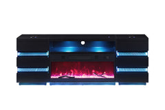 Terni Black TV Stand w/ Fireplace - Ornate Home