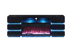 Terni Black TV Stand w/ Fireplace - Ornate Home