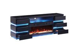 Terni Black TV Stand w/ Fireplace - Ornate Home