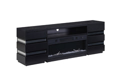 Terni Black TV Stand w/ Fireplace - Ornate Home