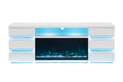 Terni White TV Stand w/ Fireplace - Ornate Home