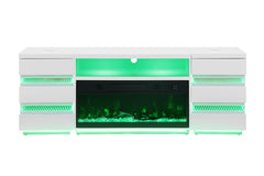 Terni White TV Stand w/ Fireplace - Ornate Home