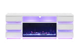 Terni White TV Stand w/ Fireplace - Ornate Home