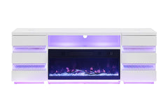 Terni White TV Stand w/ Fireplace - Ornate Home