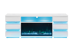 Terni White TV Stand w/ Fireplace - Ornate Home