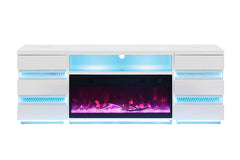 Terni White TV Stand w/ Fireplace - Ornate Home