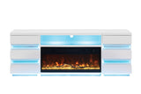 Terni White TV Stand w/ Fireplace - Ornate Home