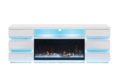 Terni White TV Stand w/ Fireplace - Ornate Home