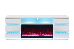 Terni White TV Stand w/ Fireplace - Ornate Home