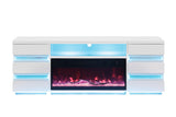 Terni White TV Stand w/ Fireplace - Ornate Home