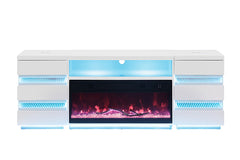 Terni White TV Stand w/ Fireplace - Ornate Home