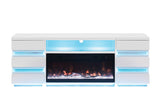 Terni White TV Stand w/ Fireplace - Ornate Home