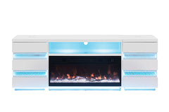 Terni White TV Stand w/ Fireplace - Ornate Home