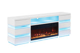 Terni White TV Stand w/ Fireplace - Ornate Home