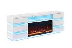 Terni White TV Stand w/ Fireplace - Ornate Home