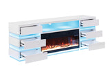 Terni White TV Stand w/ Fireplace - Ornate Home