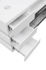 Terni White TV Stand w/ Fireplace - Ornate Home