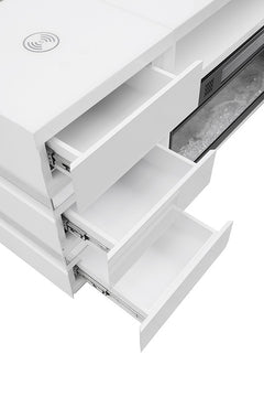 Terni White TV Stand w/ Fireplace - Ornate Home