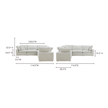 Terra Coastside Sand Condo Classic L Shaped Modular Sectional - Ornate Home