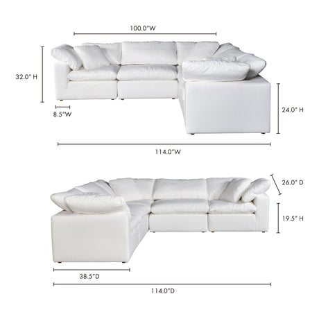 Terra Cream White Condo Classic L Shaped Modular Sectional - Ornate Home