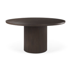 Terra Dark Brown Round Fluted 5-Piece Dining Set