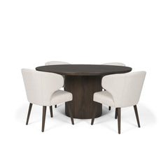 Terra Dark Brown Round Fluted 5-Piece Dining Set