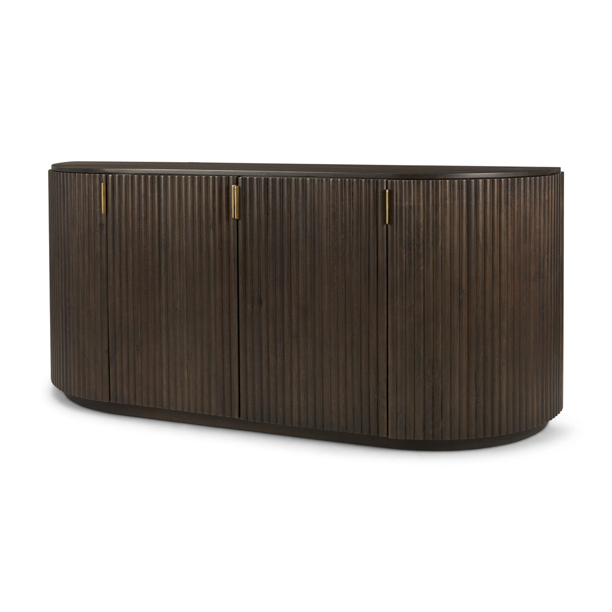 Terra Dark Brown Round Fluted 6-Piece Dining Set with Sideboard - Ornate Home