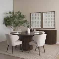 Terra Dark Brown Round Fluted 6-Piece Dining Set with Sideboard